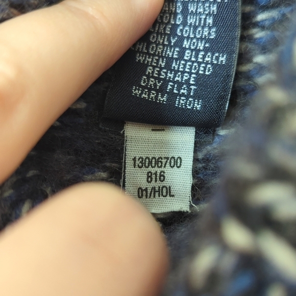 Gap Y2K Vintage Chunky Wool Blend Marled Knit Turtleneck Sweater Blue Black M - Picture 5 of 10